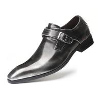 ENWIND Hommes Boucle Simple Chaussures de Moine Cuir Microfibre Officiel Mocassins Plats,Gris,47 EU