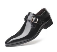 ENWIND Hommes Boucle Simple Chaussures de Moine Cuir Microfibre Officiel Mocassins Plats,Noir,44 EU