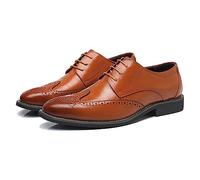 ENWIND Hommes Bout Pointu Chaussures Habillées Lacets Formel Affaire Mariage Brogues Chaussure Derbys en Cuir,Jaune,47 EU