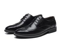 ENWIND Hommes Bout Pointu Chaussures Habillées Lacets Formel Affaire Mariage Brogues Chaussure Derbys en Cuir,Noir,41 EU