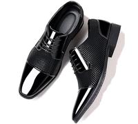 ENWIND Hommes Chaussure de Mariage Chaussure de Smoking en Cuir Verni Chaussures Basses à Lacets Oxford,Noir,42 EU