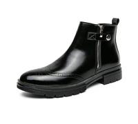 ENWIND Hommes Cuir Bottines Fermeture éclair Latérale Brogues Chaussures Habillées,Noir,41 EU