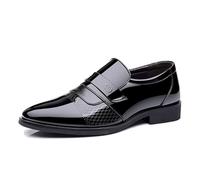 ENWIND Hommes d'affaires Casual Mocassins Brevet en Cuir Formel Oxfords à Enfiler Chaussure Derby de Robe De Mariée pour Hommes,Noir,40 EU