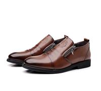 ENWIND Hommes Décontracté en Cuir Plat Mocassins Glisser sur Chaussures de Conduite Mocassins,Marron,42 EU