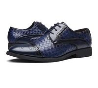 ENWIND Hommes Formel Affaire Chaussures De Soirée Belle Apparence Oxford avec Bout carré Microfibre en Cuir Chaussures de Mariée,Bleu,41 EU