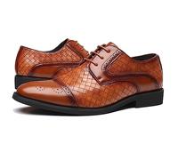 ENWIND Hommes Formel Affaire Chaussures De Soirée Belle Apparence Oxford avec Bout carré Microfibre en Cuir Chaussures de Mariée,Marron,42 EU