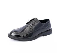 ENWIND Hommes Officiel Affaires Chaussures Habillées à Bout Lacets Cuir Microfibre Chaussures de Mariage,Black Patent Leather,43 EU
