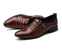 ENWIND Hommes Oxford Bout Pointu Brock Chaussures Moine Chaussures Bureau Chaussures de Costume de Mariage,Marron,37 EU