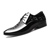 ENWIND Hommes Oxford Chaussures Formelles Chaussures Derbys en Cuir Verni Lacets Chaussures de Bureau Chaussures de Robe de Mariage,Noir,42 EU