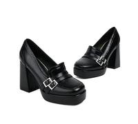 ENWIND Mary Jane Escarpins Chaussures à Talons Hauts Mocassins Casual avec Plateau pour Femme Chaussures De Travail D'école,Noir,43 EU
