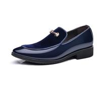 ENWIND Mocassins De Smoking pour Homme Chaussures Habillées en Cuir Verni À Enfiler Chaussures Décontractées,Bleu,39 EU