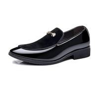 ENWIND Mocassins De Smoking pour Homme Chaussures Habillées en Cuir Verni À Enfiler Chaussures Décontractées,Noir,43 EU