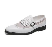 ENWIND Mocassins Homme Simili Cuir pour Hommes Chaussures De Mariage,Blanc,45 EU