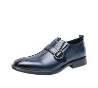 ENWIND Mocassins Hommes Chaussures habillées Bout Pointu Boucle Chaussures de Moine Slip on Mariage Cuir Oxfords,Bleu,40 EU