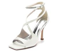 ENWIND Pompes À Talons Hauts avec Pointe Carrée pour Femme Chaussures De Fête avec Talon Aiguille Sexy,Ivoire,38 EU