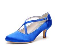 ENWIND Talons Femme pour Soirée Danser Escarpins Mary Jane Talons Chaton À Bout Rond Chaussures Élégantes,Bleu,39 EU