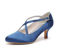 ENWIND Talons Femme pour Soirée Danser Escarpins Mary Jane Talons Chaton À Bout Rond Chaussures Élégantes,Marine,36 EU