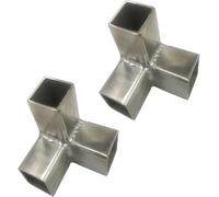 ENWINDXS 3 Way Square Tube Corner Coupler, 2 inch 2 Way Pipe Connector, Tube Fitting Fence Guardrail Rail Clamp(Silver-2pcs,Structural Corner-3)