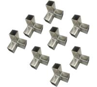 ENWINDXS 3 Way Square Tube Corner Coupler, 2 inch 2 Way Pipe Connector, Tube Fitting Fence Guardrail Rail Clamp(Silver-8pcs,Structural Corner-3)