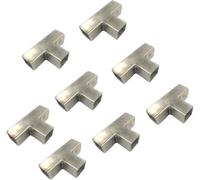 ENWINDXS 3 Way Square Tube Corner Coupler, 2 inch 2 Way Pipe Connector, Tube Fitting Fence Guardrail Rail Clamp(Silver-8pcs,T Shape-3 Way)