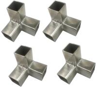 ENWINDXS 3 Way Square Tube Corner Coupler, 2 inch 2 Way Pipe Connector, Tube Fitting Fence Guardrail Rail Clamp(Silver-4pcs,Structural Corner-3)