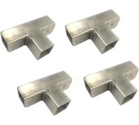 ENWINDXS 3 Way Square Tube Corner Coupler, 2 inch 2 Way Pipe Connector, Tube Fitting Fence Guardrail Rail Clamp(Silver-4pcs,T Shape-3 Way)