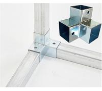 ENWINDXS 3 Way Square Tube Corner Coupler for Connect Pavilions/Handrails/Fences/Guardrails, Square Tubing Connector 3/4 1 1-1/4 1-1/2 2 inch, 3 Way Corner Joints 8 12 20 Pcs(Silver-6pcs,50x50mm)