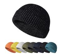Enwokran Bonnet Tricoté, Hiver Chaud Bonnet Élastique Réfléchissant Bonnet sans Bord Casquette Sport Doux Coupe-Vent Bonnets Cyclisme Running Trawler Watch Chapeau (Noir)