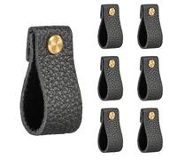 ENWWCH 12PCS Leather Dresser Knobs Drawer Pulls Soft Handle Upgrade The Appearance Of Furniture Perfect Replacement For Metal Cabinet Knob Pour Cuisine(Black)