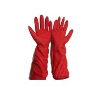 ENWWCH 3 pièces 38 cm gants de lessive ménagers nettoyage cuisine lavage vaisselle en Latex caoutchouc épaissi allongé antidérapant résistant à l'usure Pour Nettoyage De Cuisine(Red)