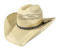 ENWWCH Chapeau de cowboy western vintage for homme, fait à la main, en paille tressée, for plage, le soleil, gentleman, jazz Pour Festivals(Beige)