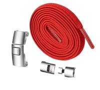 ENWWCH Lacets paresseux à verrouillage rapide en métal, sans attaches, lacets élastiques, baskets cravate, for chaussures adultes Pour Adultes(A red)