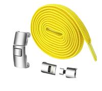 ENWWCH Lacets paresseux à verrouillage rapide en métal, sans attaches, lacets élastiques, baskets cravate, for chaussures adultes Pour Adultes(Square yellow)