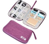 ENWWCH Lot de 2 Sacs Rangement for appareils électroniques, Pochette Transport étanche, Universel for câbles et Accessoires(Purple)