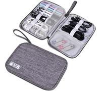 ENWWCH Lot de 2 Sacs Rangement for appareils électroniques, Pochette Transport étanche, Universel for câbles et Accessoires(Grey)
