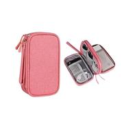 ENWWCH Lot de 2 Sacs Rangement Portables for Produits numériques Voyage, Organiseur câbles données USB, boîte Chargement for Casque et écouteurs(Pink)