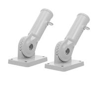 ENWWCH Lot de 2 Supports mât Drapeau en Aluminium Blanc à Angle réglable, avec Manche air et Fixation Murale pour Jardin