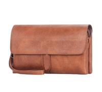 ENWWCH Pochette de Style rétro à rabat, double fermeture éclair, enveloppe féminine, portefeuille Long, grande capacité, porte-cartes fin, porte-monnaie Pour Voyage Loisirs(Light Brown)