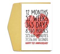 Enwye 1 ensemble de cartes pour le 1er anniversaire (comprenant 1 carte/enveloppe) Convient pour le 1er anniversaire, le mariage et d'autres jours pour célébrer l'amour.