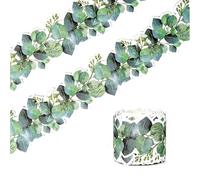 Enwye Autocollants de bordure de fleurs de feuille d'eucalyptus pour tableaux d'affichage Papier décoratif pour tableau noir pour avis