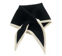 Enwye Écharpe triangulaire pour femme - Version coréenne, col croisé en laine tricotée, noire