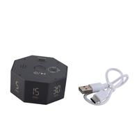 Enwye Minuterie Octogonale Rotative Pomodoro, Compte À Rebours, Alarme Sonore Réglable, Noir