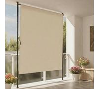 ENWYTE Auvent Vertical intimité Protection Solaire écran de confidentialité auvent latéral de Balcon Stores enrouleurs extérieurs manivelle Aucun perçage requis(Gray Pole x Beige Fabric,2.0 * 2.7m)