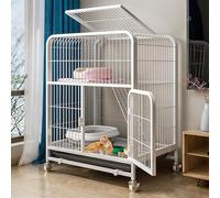 ENWYTE Cage Pour Chat Maison Pour Chat Bac À Litière Pour Chat Enclos Pour Animaux De Compagnie Avec Portes Avant Échelles De Rampe Plates-formes De Repos Plateau De Lits Cage Hamac Pour(70X55X75cm,Wh
