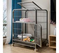 ENWYTE Cage Pour Chat Maison Pour Chat Bac À Litière Pour Chat Enclos Pour Animaux De Compagnie Avec Portes Avant Échelles De Rampe Plates-formes De Repos Plateau De Lits Cage Hamac Pour(70X55X75cm,Bl