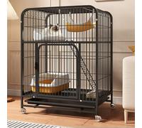 ENWYTE Cage Pour Chat Maison Pour Chat Bac À Litière Pour Chat Enclos Pour Animaux De Compagnie Avec Portes Avant Échelles De Rampe Plates-formes De Repos Plateau De Lits Cage Hamac Pour(70X51X94cm,Bl