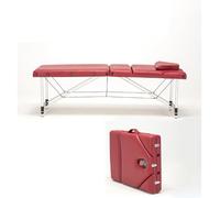 ENWYTE Table de Massage lit beauté et Spa lit Massage Cuir PVC Portable Pliable 3 Sections Hauteur réglable Facial Tatouage beauté(Wine Red)