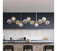 ENXING Eclairage Moderne Lampe Pendante Linéaire Lampe Pendante Globe En Verre Lampe Pendante Sputnik Convient Pour Salle À Manger Chambre À Coucher Salon Cuisine (ampoule Non Incluse)(Gold+Grey,11 he