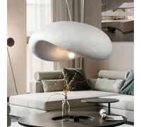 ENXING Lustre Moderne Blanc Ovale Irrégulier Style Wabi-sabi Hauteur Réglable Pour Chambre À Coucher Salon Salle À Manger Couloir (Ampoule Non Incluse) (40cm)
