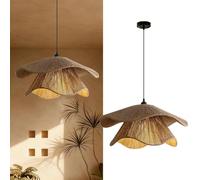 ENXING Lustre Rétro De Style Rural Lampe Pendentive De Table À Manger De Style Bohème Lampe Suspendue En Osier Plafonnier De Style Wabi Sabi Utilisé Pour Salle À Manger Salon Chambre(40cm)